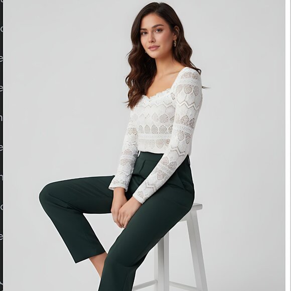 Sweetheart Lace Trim Lace Top - Picture 3 of 7